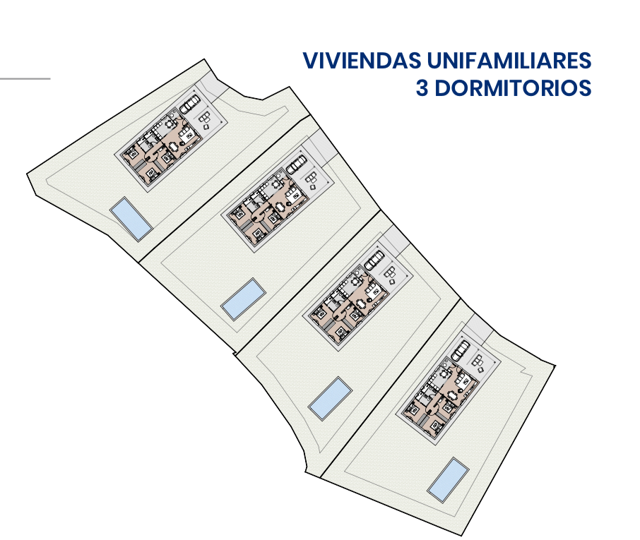 Plano general aéreo mostrando las 4 parcelas en Treviño.